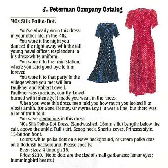 RARE Vintage J. Peterman Company '40s Style Silk Polka-Dot Dress - Picture 2 of 16